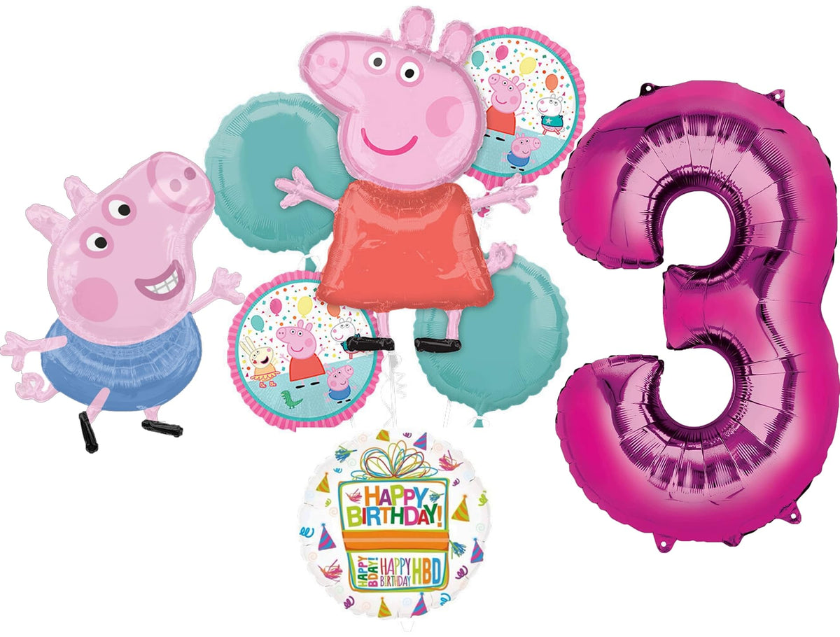 Anagram Peppa 32-inch foil balloon centerpiece for a festive birthday.