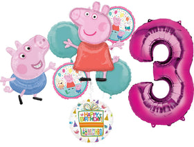Anagram Peppa 32-inch foil balloon centerpiece for a festive birthday.