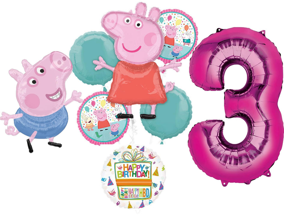 Anagram Peppa 32-inch foil balloon centerpiece for a festive birthday.