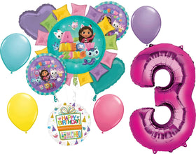 Anagram pink 34 inch number 3 balloon for festive Gabby party decor