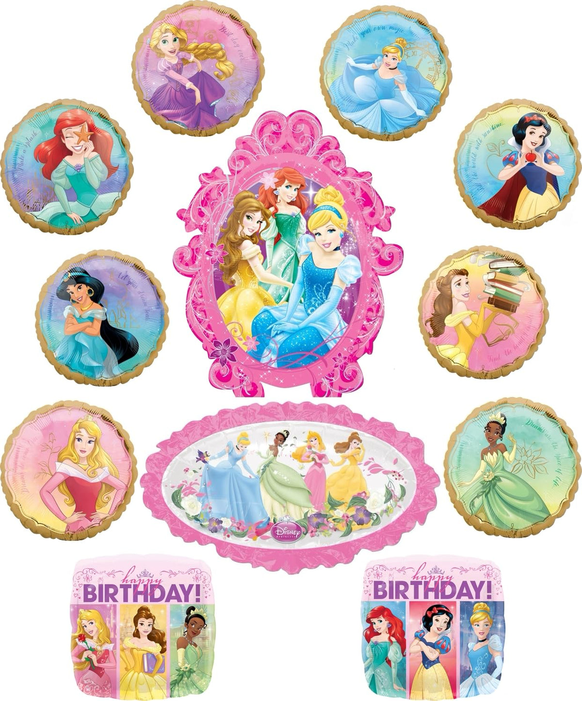 Anagram Princess oval balloon 31-inch centerpiece adds magical party flair.