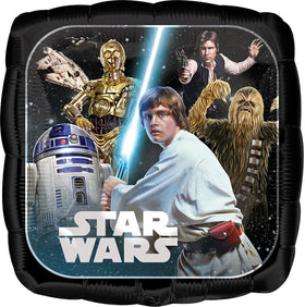Anagram Silver Star 19-inch foil balloon, pairs with other Star Wars decor.