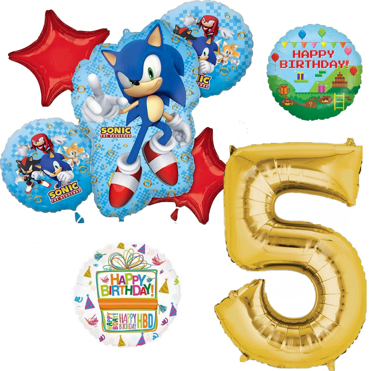 Anagram Sonic bouquet featuring a 30-inch Sonic foil balloon for standout party decor