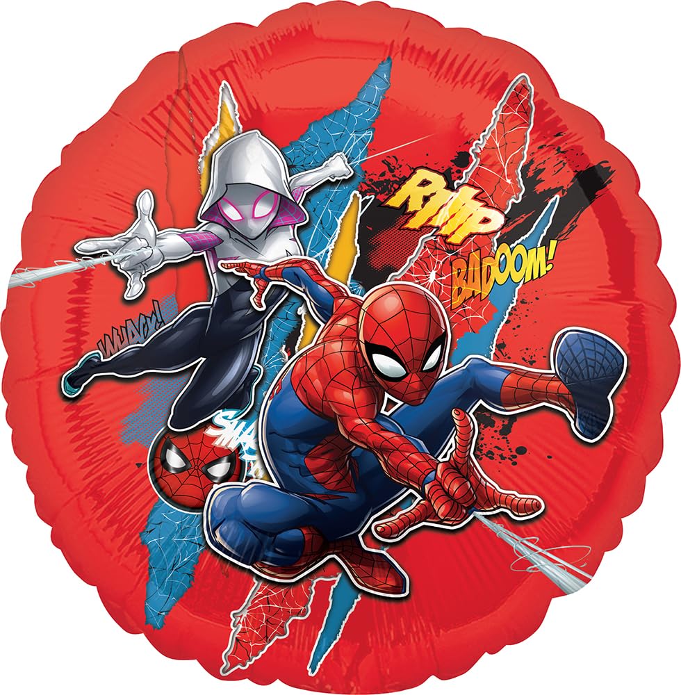 Anagram Spiderman bouquet assembly image shows a ready-to-use party centerpiece.