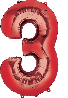 Anagram Spidey 34in number 3 foil balloon creates a striking birthday milestone accent.