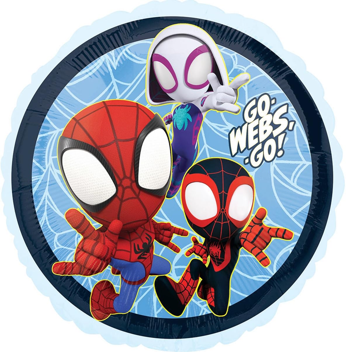 Anagram Spidey friends 17-inch foil balloons create playful clusters for photos.