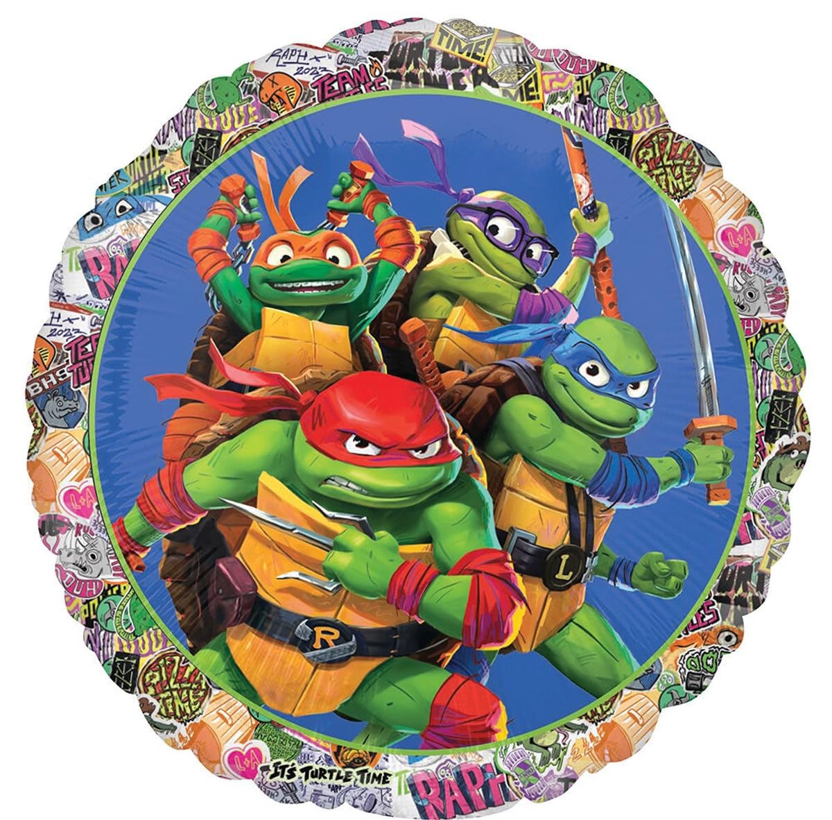 Anagram TMNT round 17-inch foil balloon, additional piece for fuller party arches