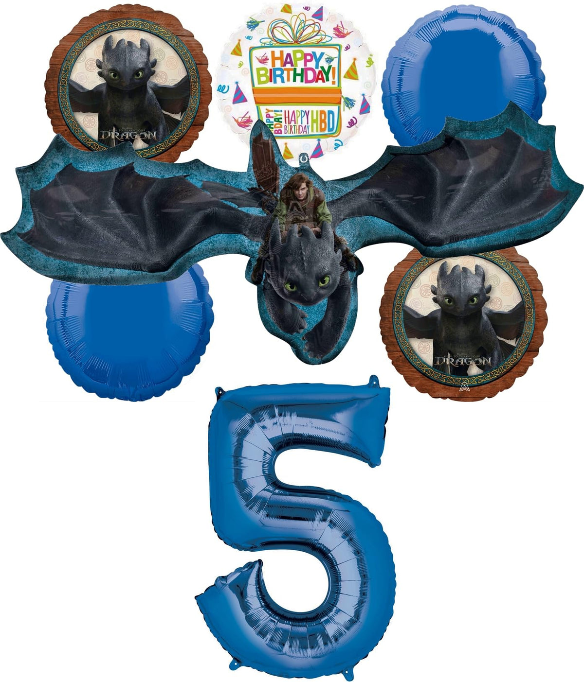 Anagram Toothless dragon 44-inch foil balloon, ideal centerpiece for birthdays.