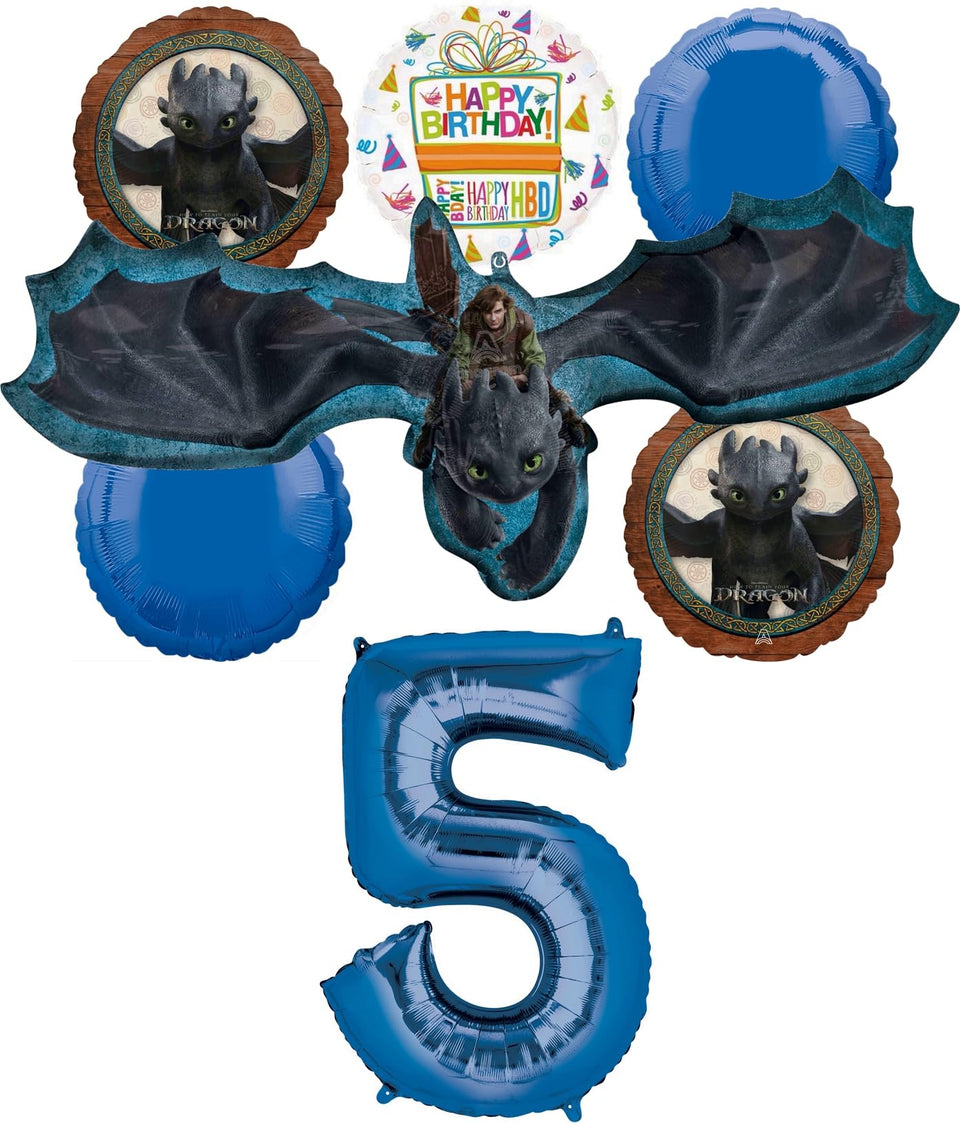 Anagram Toothless dragon 44-inch foil balloon, ideal centerpiece for birthdays.