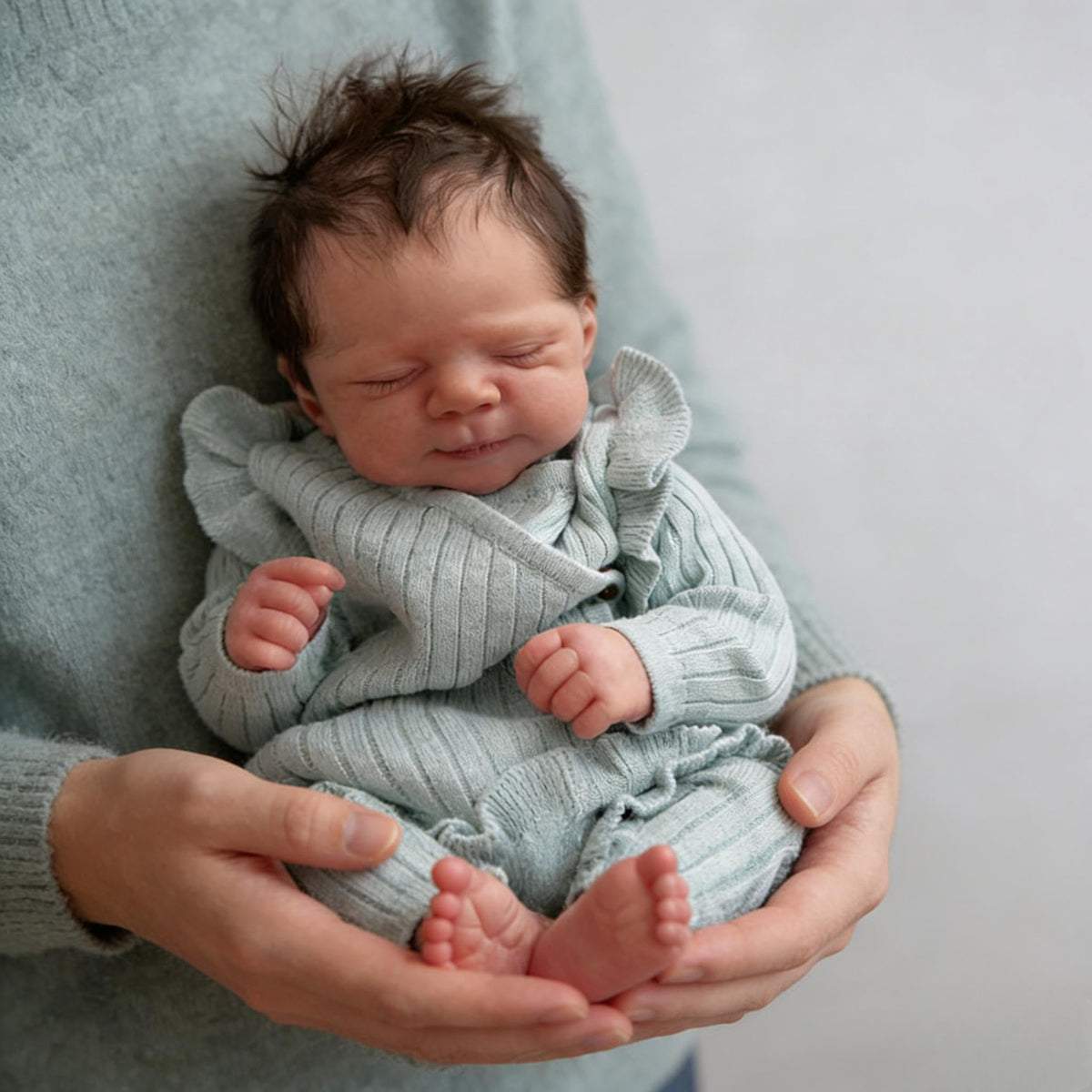 Anano Reborn 18-inch doll with rosy nails and lifelike details.