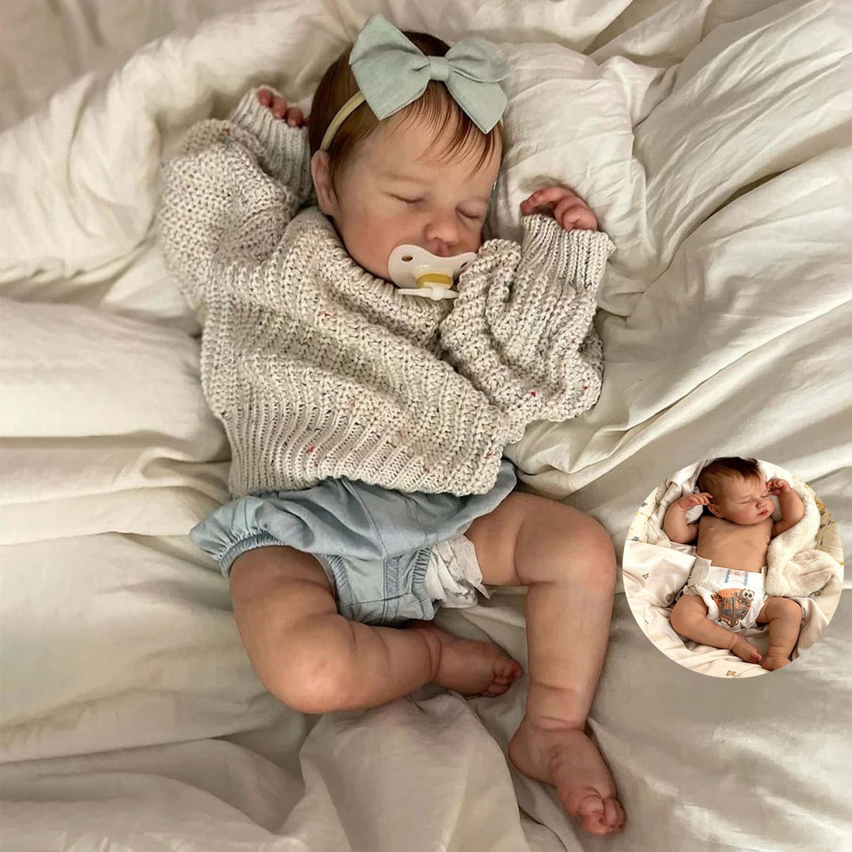 Anano silicone baby doll 20-inch full body for lifelike cuddling and posing.