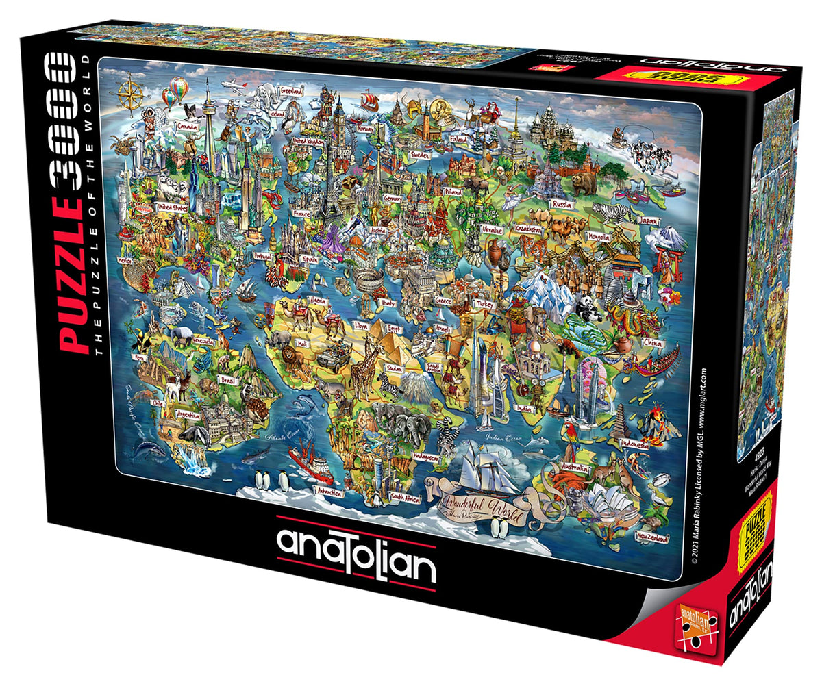 Anatolian World Map 3000-piece puzzle vivid colors on bright artwork for immersive sessions