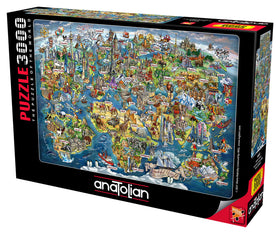 Anatolian World Map 3000-piece puzzle vivid colors on bright artwork for immersive sessions