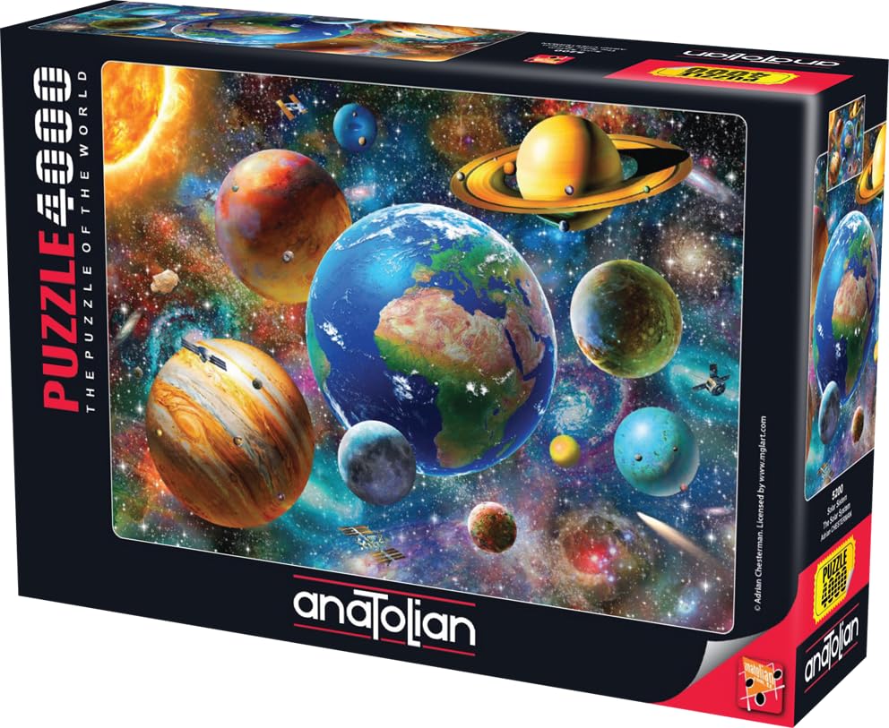 Anatolian Solar System puzzle assembled on a 132 x 96 cm canvas, ready for display.