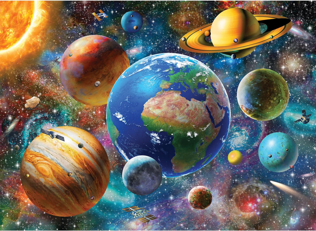 Anatolian Solar System puzzle cover with vibrant planets and bright colors.