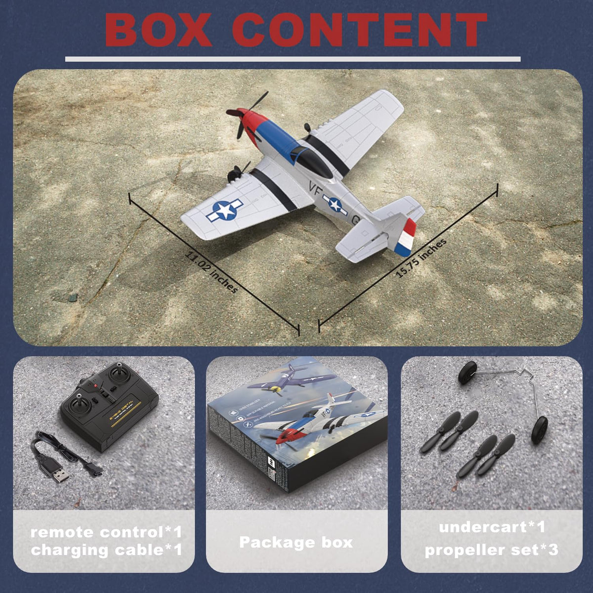 ANBURI P51 RC plane battery-ready design supports longer practice sessions.