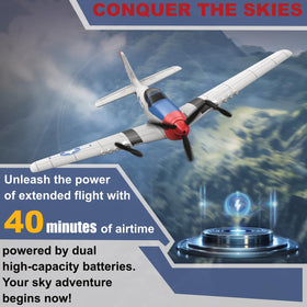 ANBURI P51 RC plane dual-motor setup provides added thrust for quick climbs.