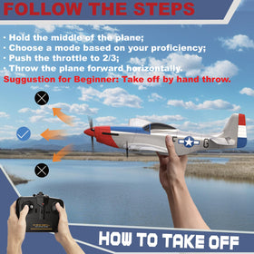 ANBURI P51 RC plane top view showcases compact, ready-to-fly profile.
