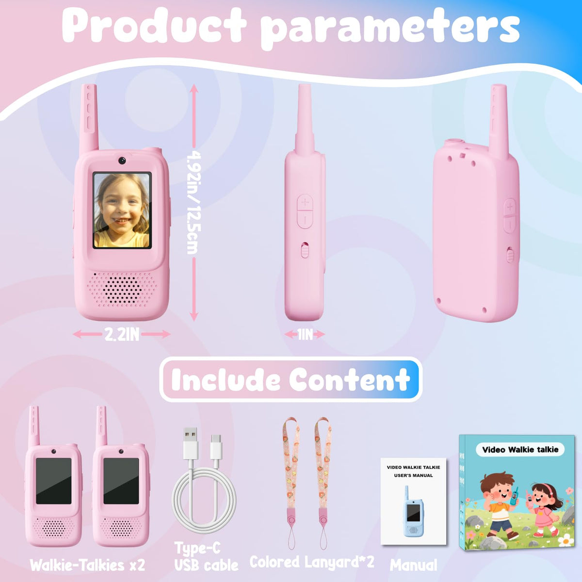 ANBURI rechargeable walkie talkies with screen ideal for camping trips