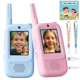 ANBURI video walkie-talkie blue front view for kids, clear live video for adventures