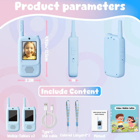 ANBURI video walkie talkie blue lightweight handheld for kids