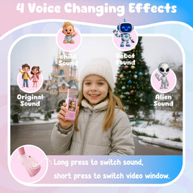 ANBURI video walkie talkies pink side view enabling quick indoor chats