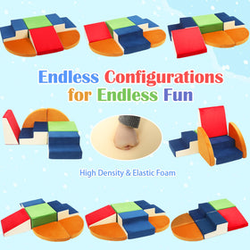Ancaixin blocks connected with hook-and-loop fasteners for secure play
