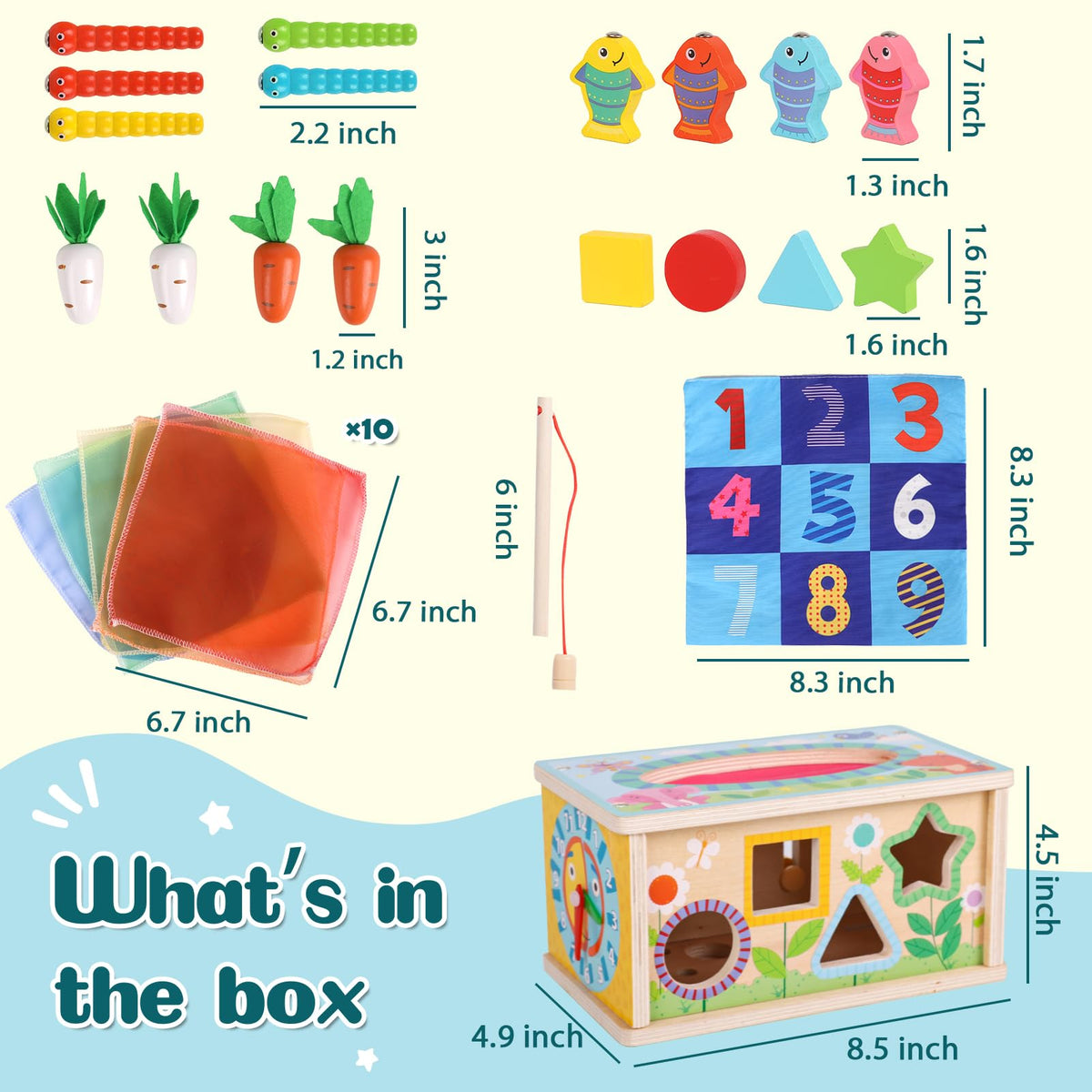 Ancaixin fishing rod with worms enhances hand control and pretend play