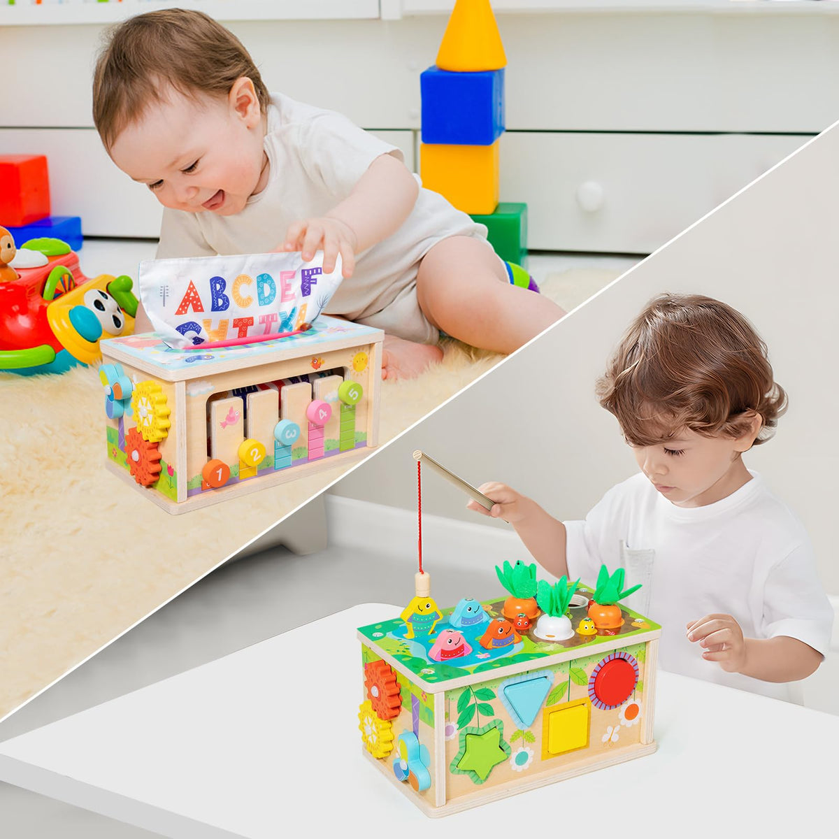 Ancaixin wooden activity cube durable play that supports early cognitive development