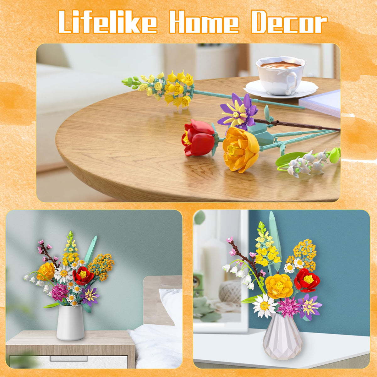 Ancesfun bouquet kit shows vase not included and ready for display.