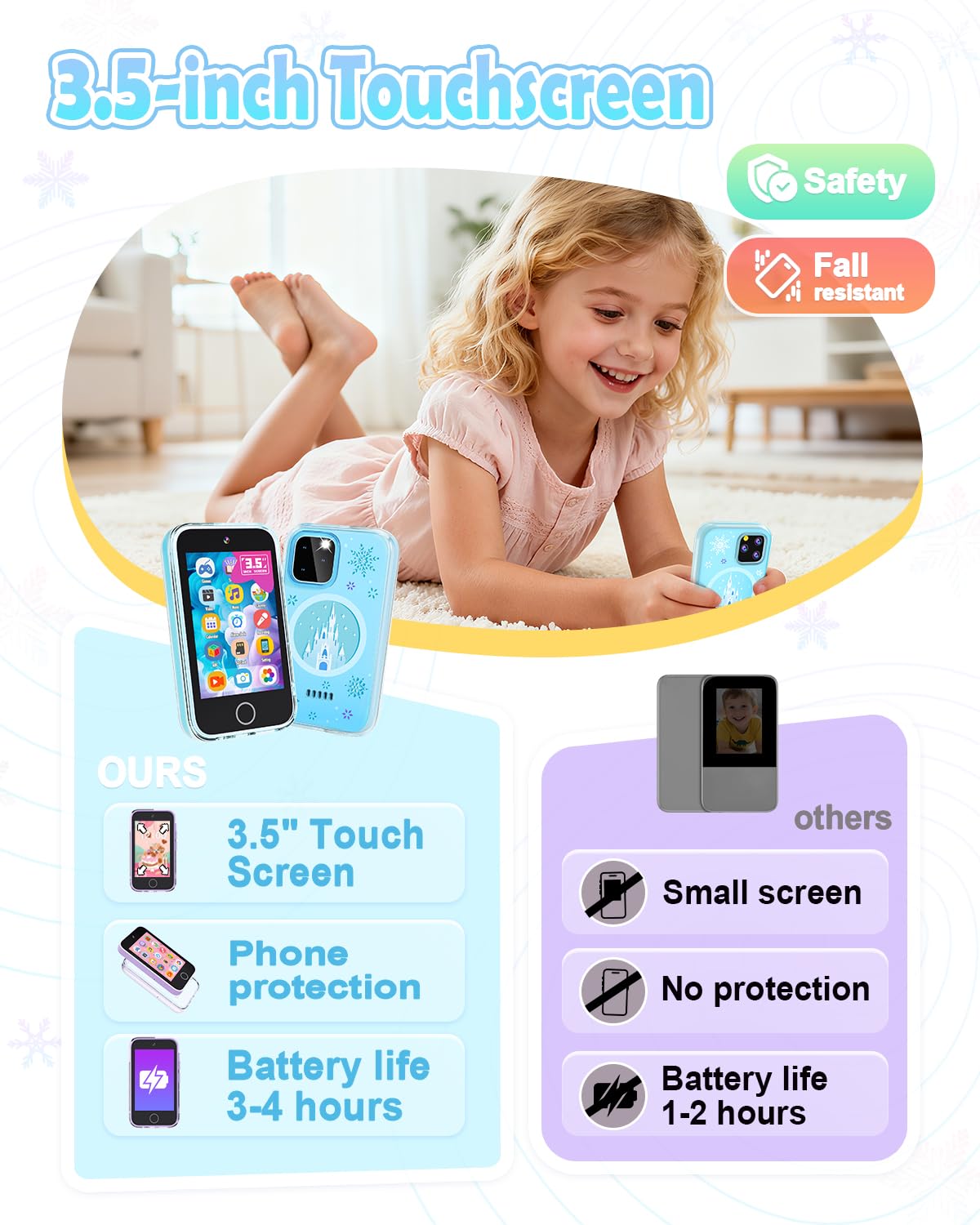 Anchioo Kids Smart Phone portable design with lanyard for on-the-go use.