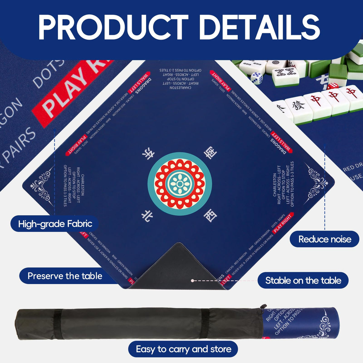 Ancivon table mat reinforced edge stitching helps prevent fraying during extended use.