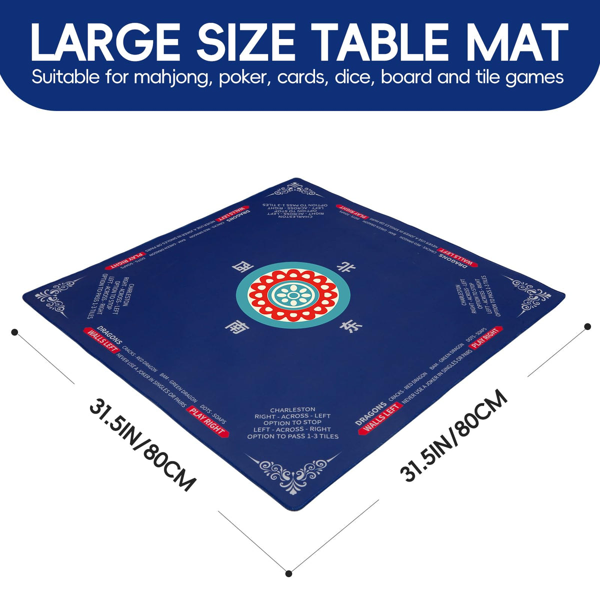 Ancivon mahjong table mat non-slip textured base provides steady grip during play.
