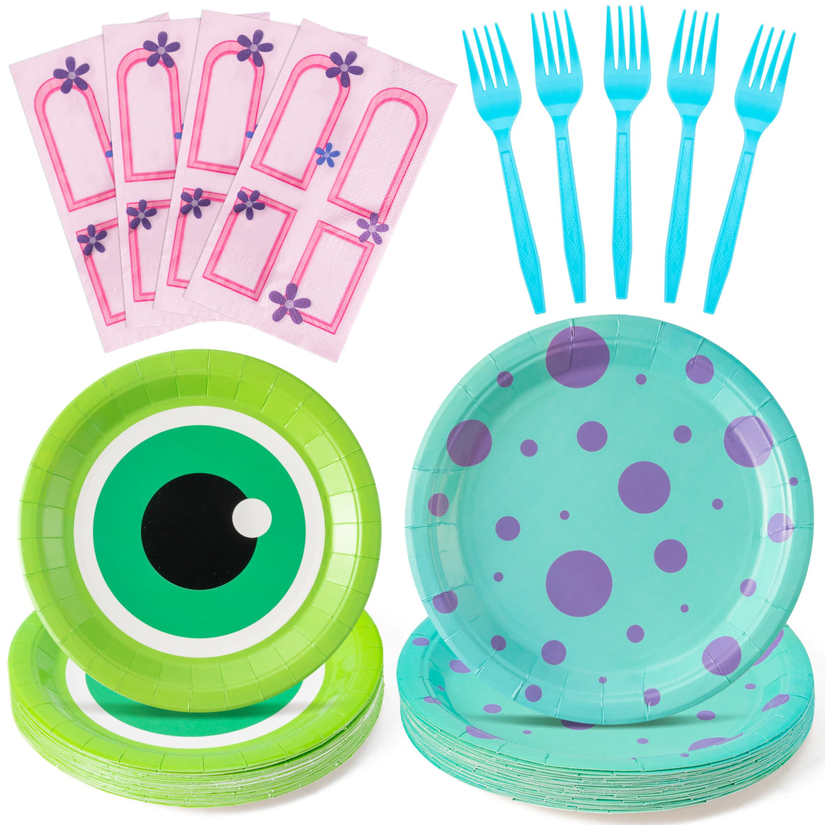 Andi Cppss monster birthday plates 9-inch for kids party dining