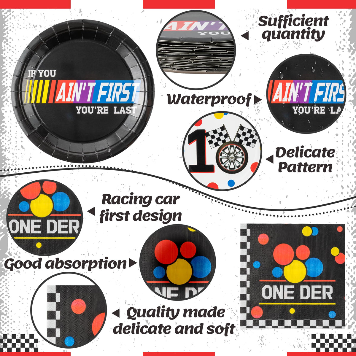 Andi Cppss racing car first birthday napkins 33x33cm absorbent for spills