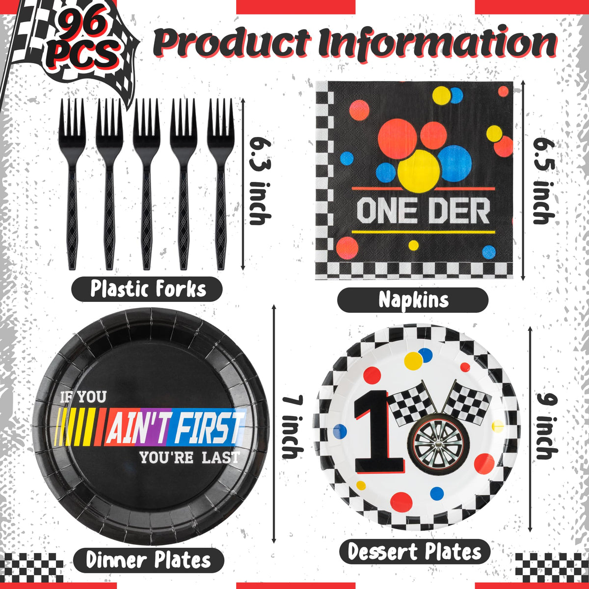 Andi Cppss racing car first birthday plates 7inch ideal for snacks and quick serving