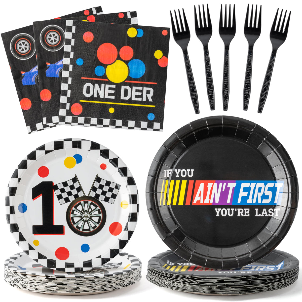 Andi Cppss racing car first birthday plates 9inch ready for kid-friendly meals and easy cleanup