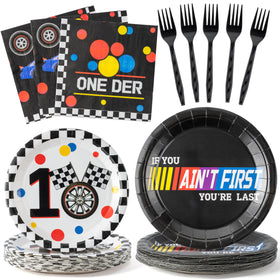 Andi Cppss racing car first birthday plates 9inch ready for kid-friendly meals and easy cleanup