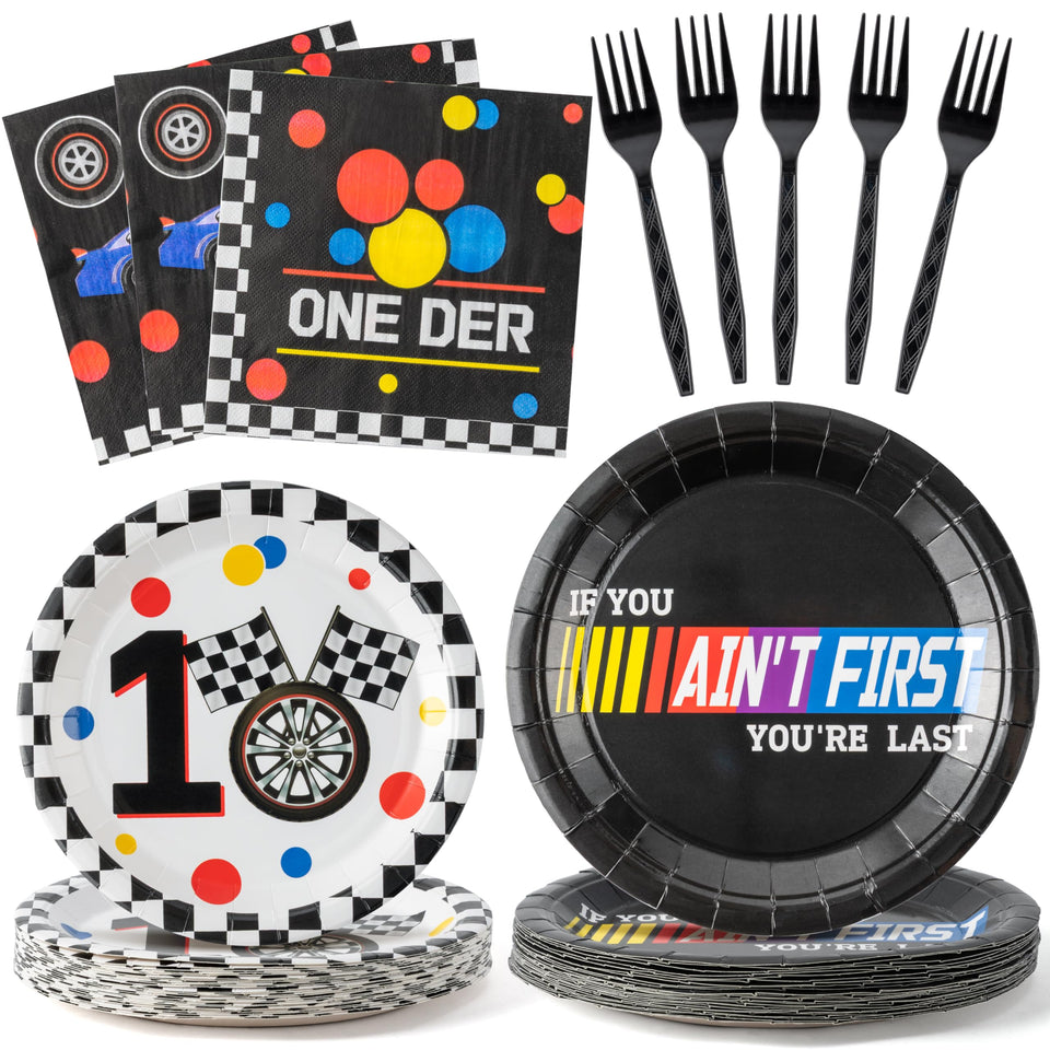 Andi Cppss racing car first birthday plates 9inch ready for kid-friendly meals and easy cleanup