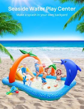 Andola Kiddie Pool coconut sprinkler arch cools sunny days