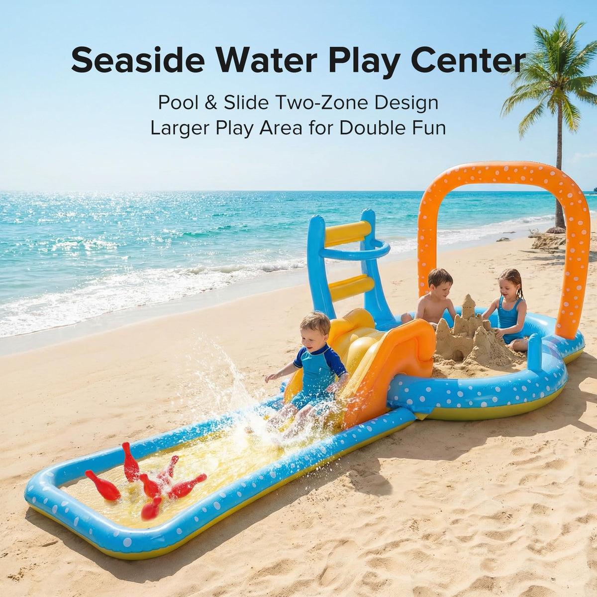Andola kiddie pool featuring a water slide for splash-filled play