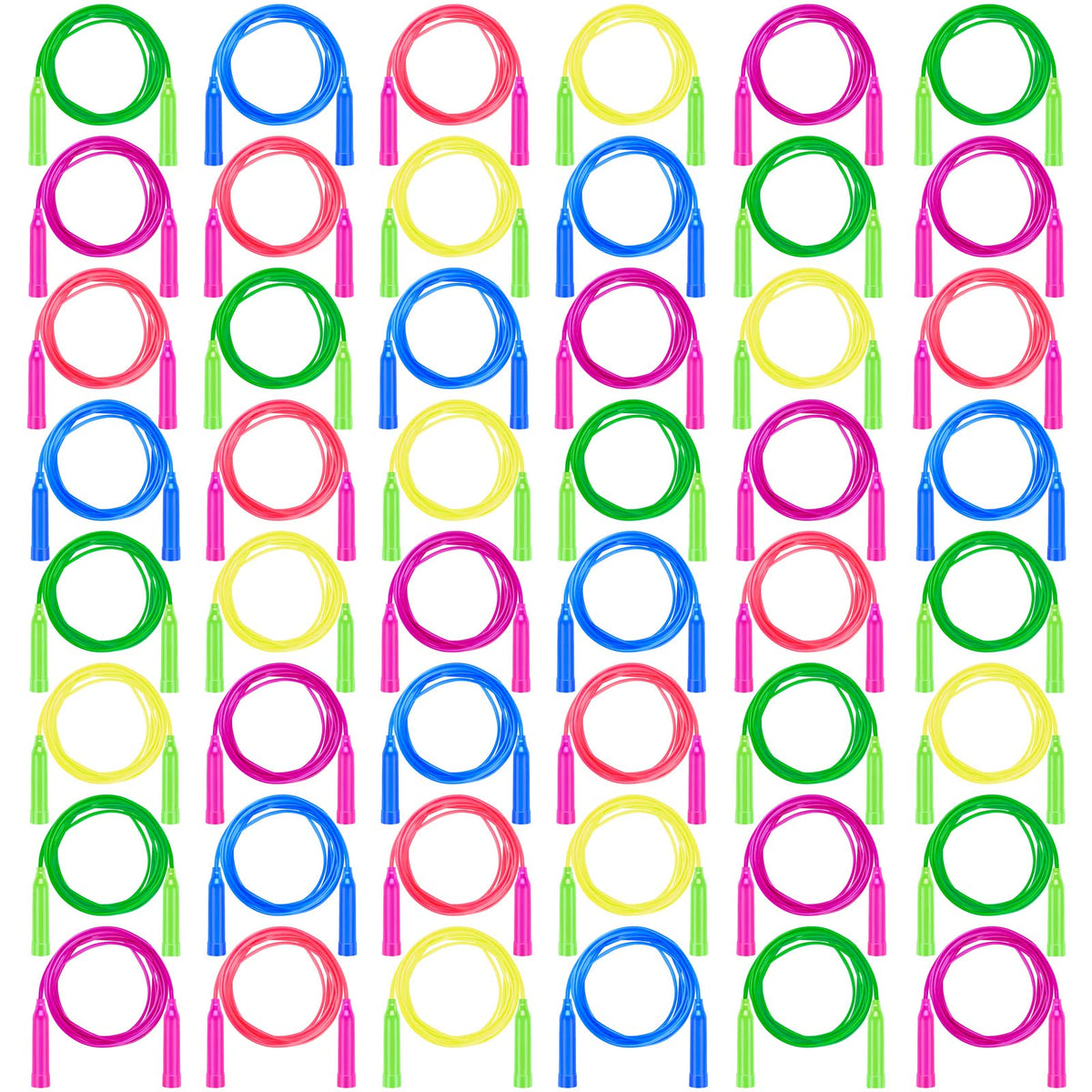 Aneco 48-pack kids jump ropes colorful bundle for group play and outdoor fun