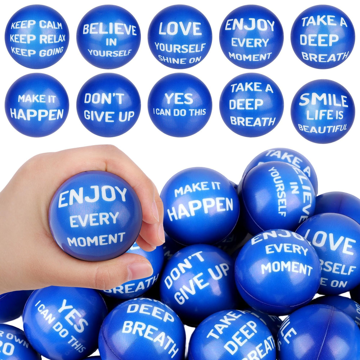 Aneco 80-pcs stress balls with inspirational quotes for awareness events