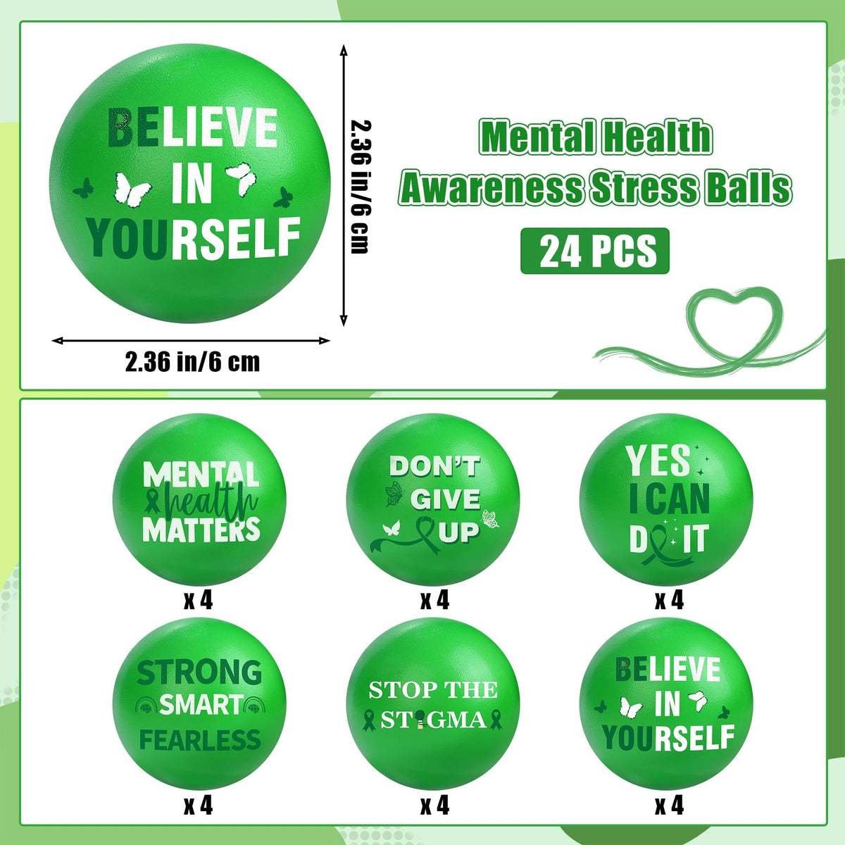 Aneco mental health stress ball green design 02 offers quick calm during study sessions