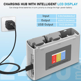 Anegine color LCD indicates each battery status for organized charging.
