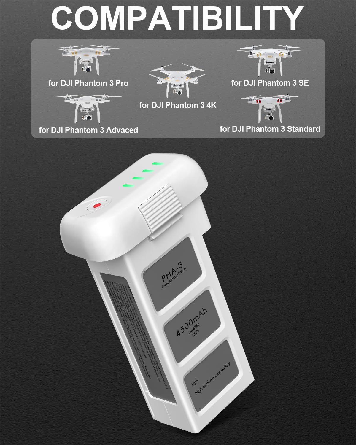 anegine Phantom 3 battery 4500mAh in-flight time demo highlighting longer missions