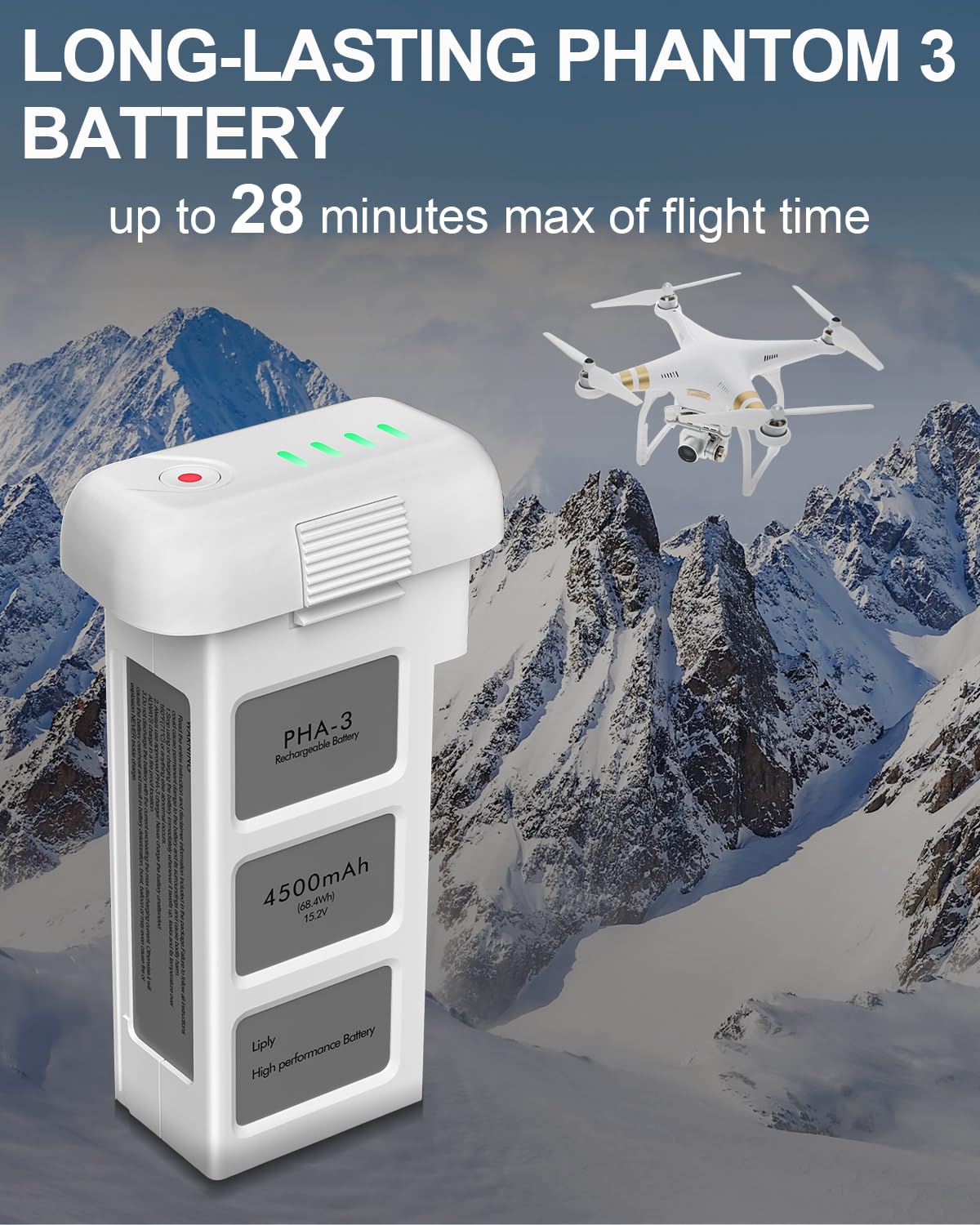 anegine Phantom 3 battery 4500mAh LED indicator shows charge status safely