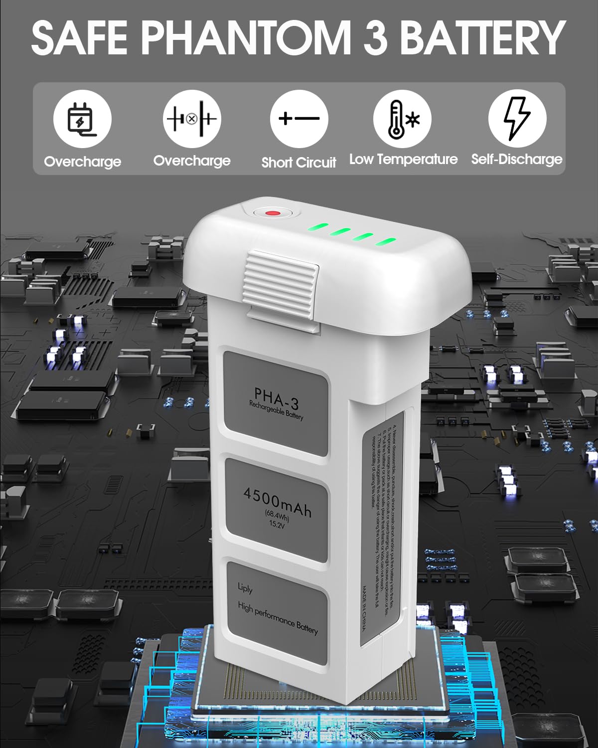 anegine Phantom 3 battery 4500mAh RoHS CE certified for reliability