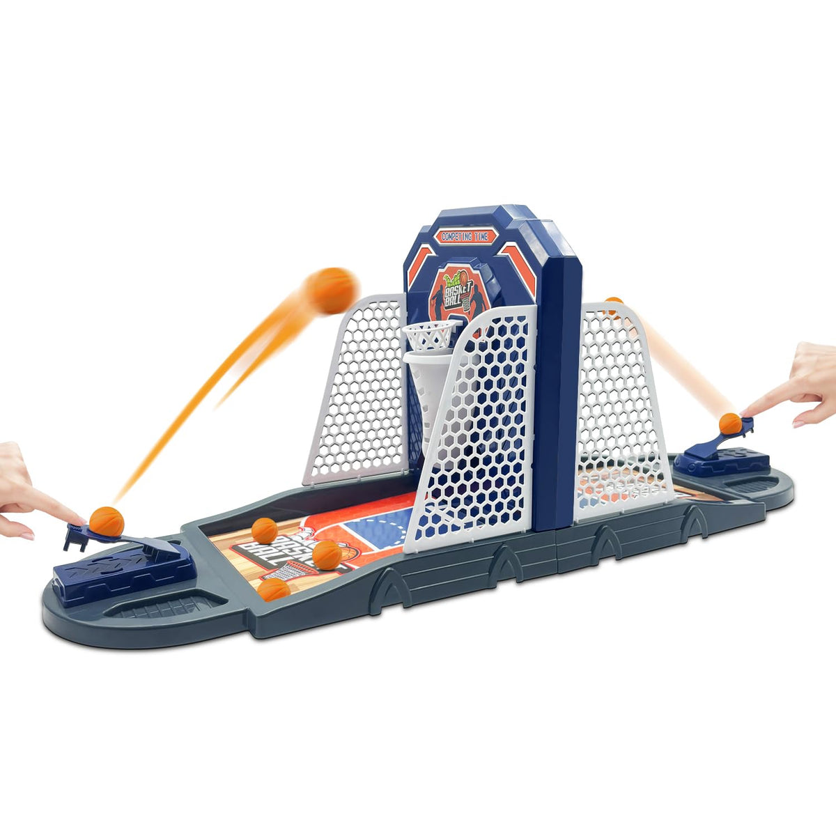 Anemeeoke basketball stand on a desk for quick, fun play.