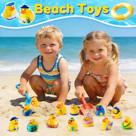 ANGGIKO beach ducks—bright blue and green decor for summer.